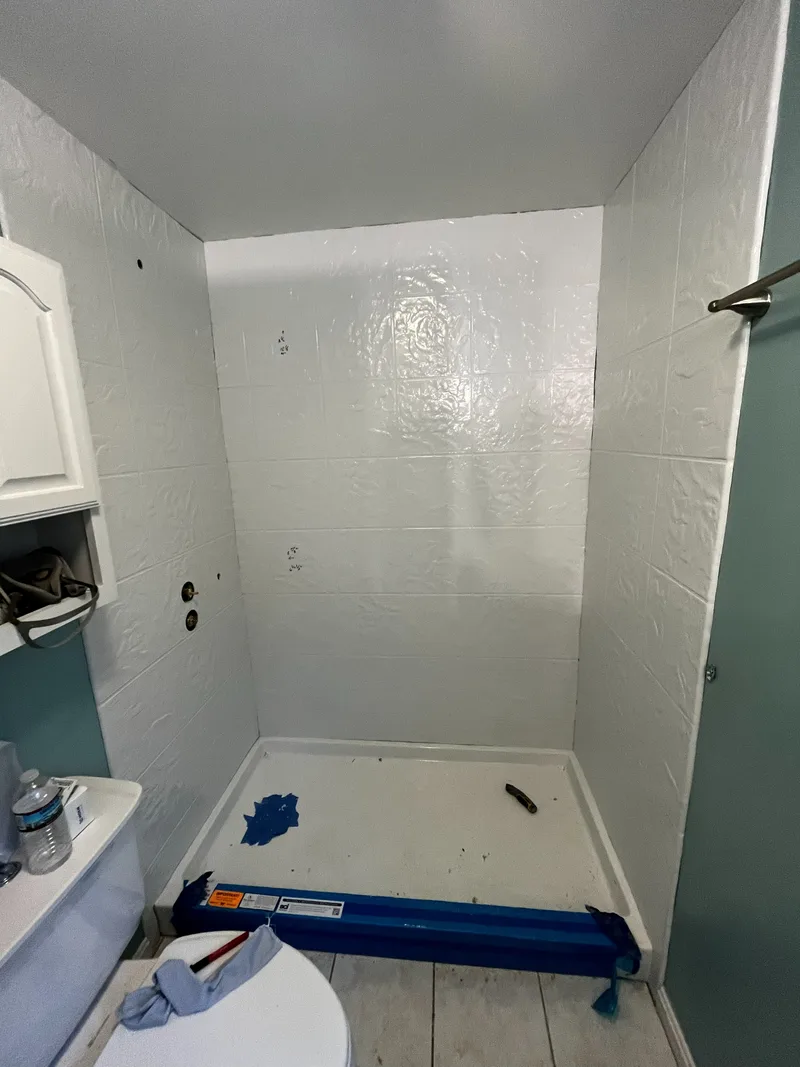All three acrylic walls fitted with the corners closed